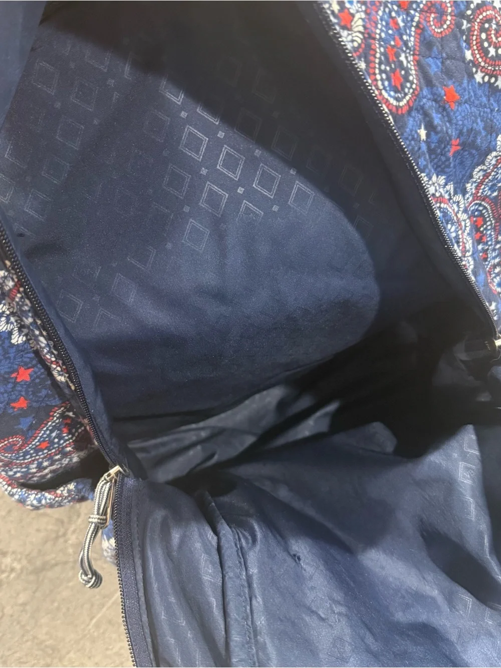 Vera Bradley patriotic fireworks paisley USA quilted backpack READ